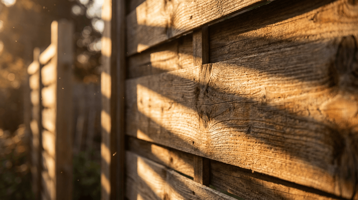 Freshly painted garden fence and shed exterior
