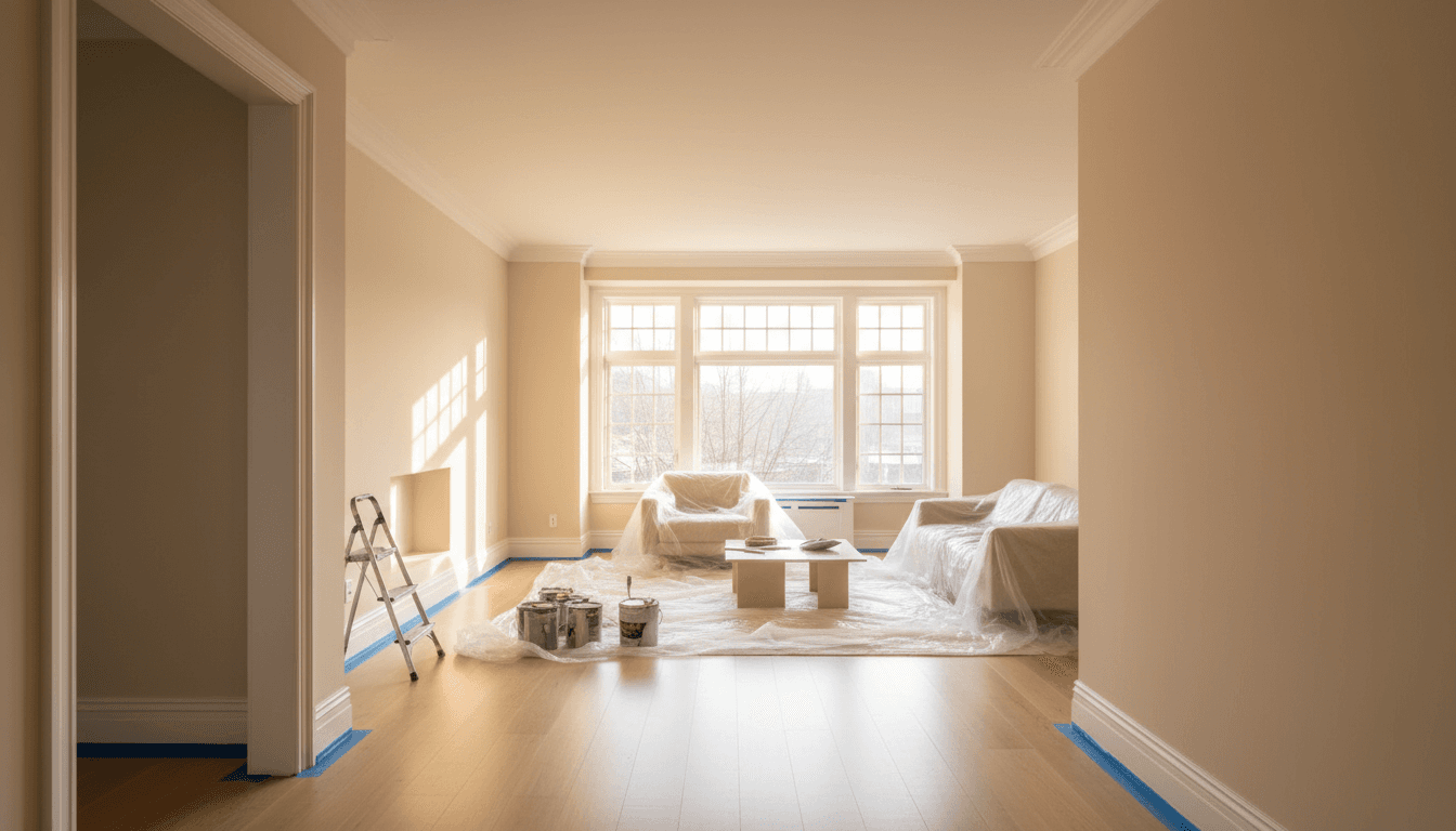 Spotless room with freshly painted walls