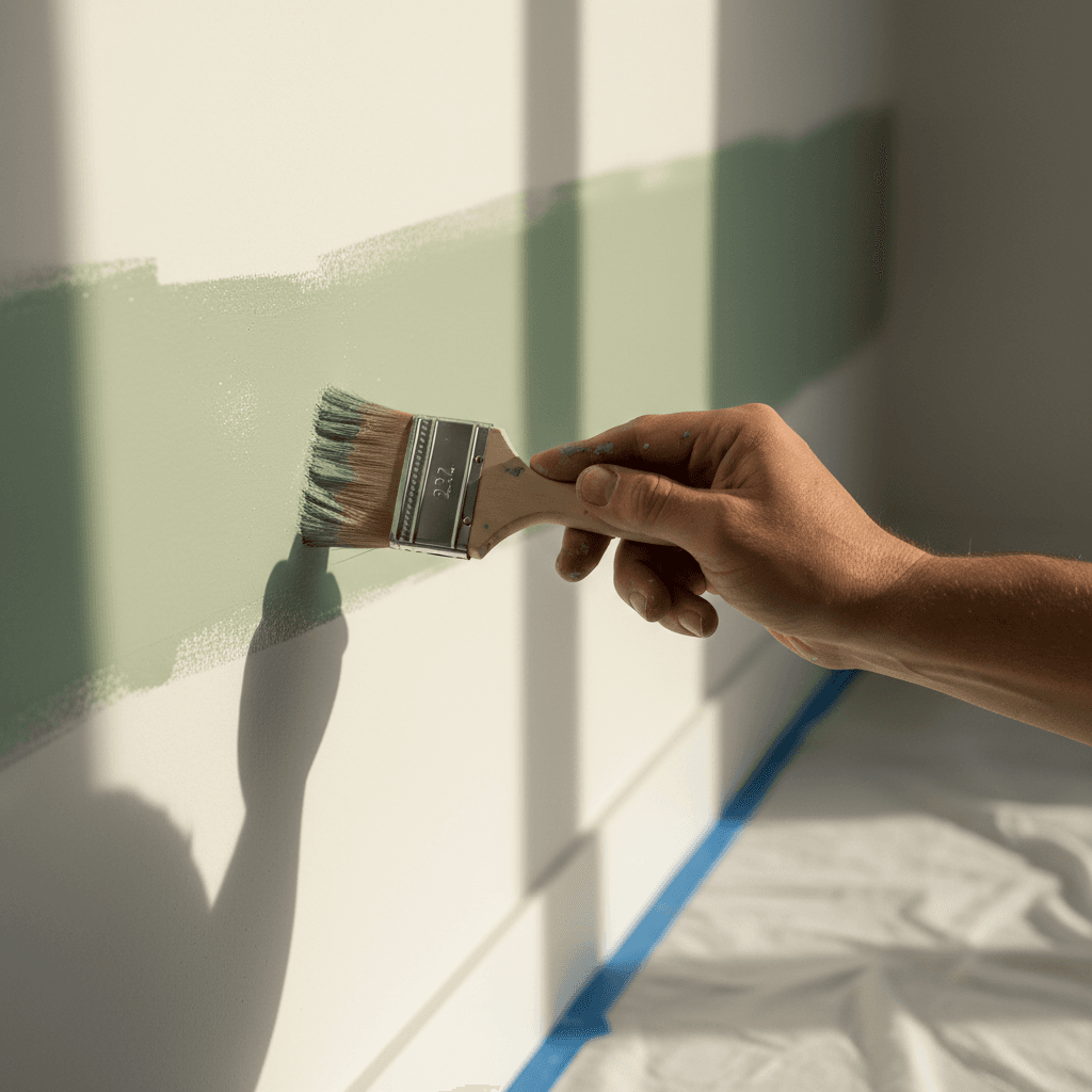 Freshly painted living room walls with clean cutting-in lines